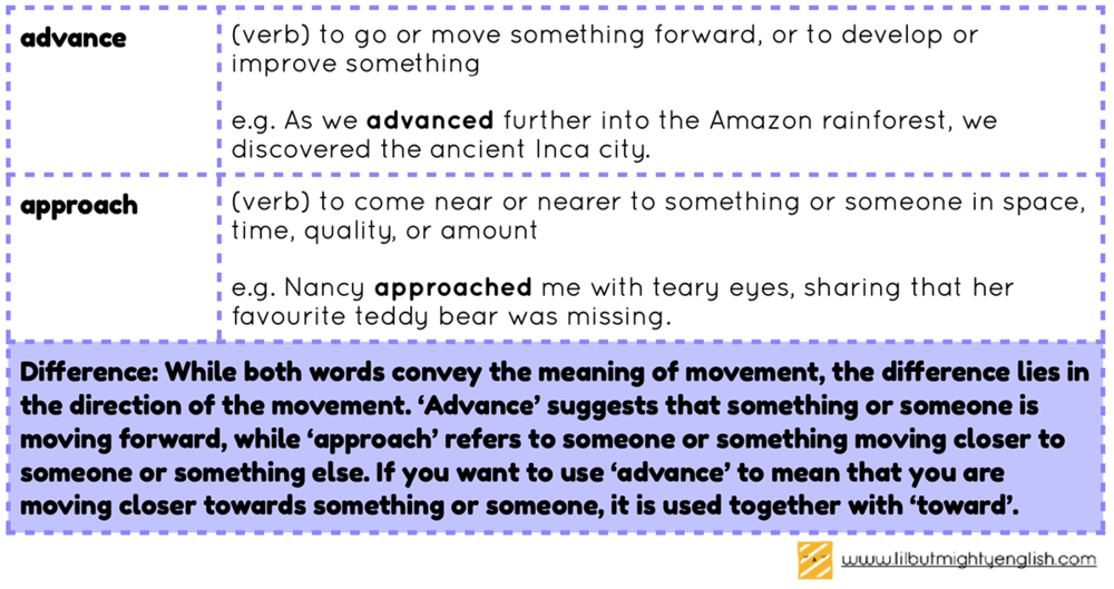 Advance vs. Approach. Confusing Vocabulary 2
